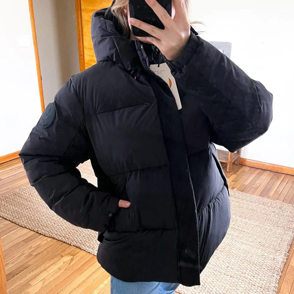 Save the Duck Plumtech Calvin Vegan Black Hooded Outdoor Winter Puffer Coat XL